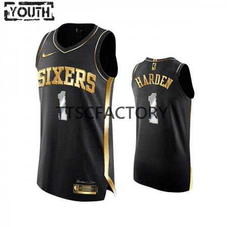 Maillot Enfant Philadelphia 76ers James Harden 1 Nike 2022 Golden Edition Noir Swingman